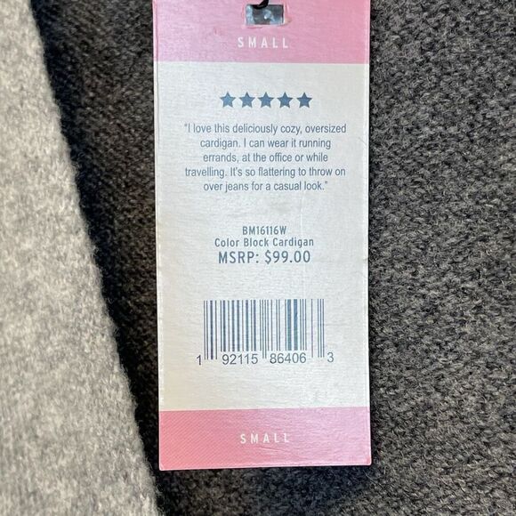 NWT BB DAKOTA STEVE MADDEN Sweater Womens Small Gray Combo Colorblock Cardigan - Picture 7 of 15